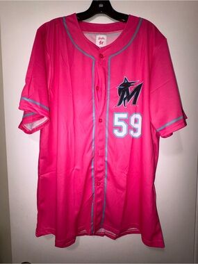Miami Marlins Barbie SGA Promotional Pink Game Day Jersey Adult Size XL NWOT